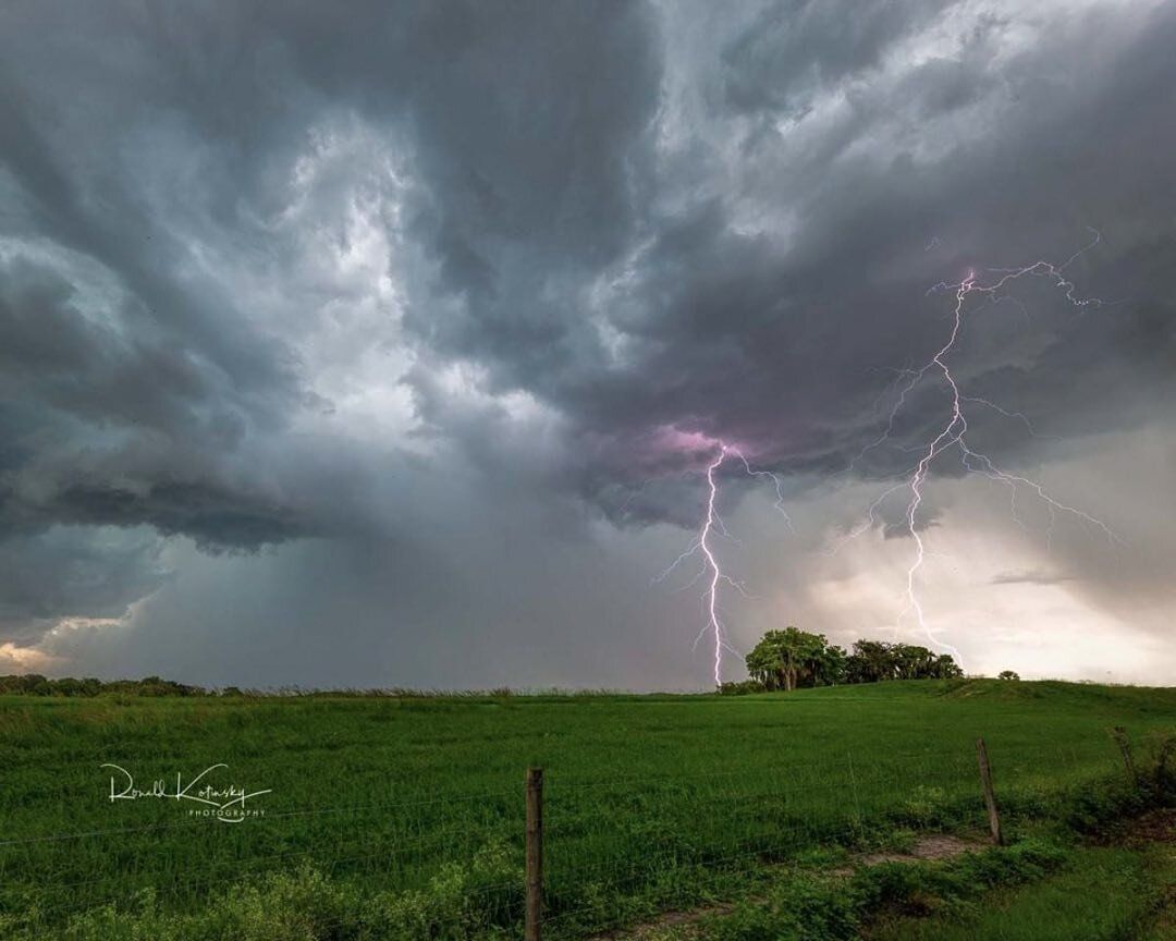 Photo of lightning and a thunderstorm, understanding deer movement concept. 