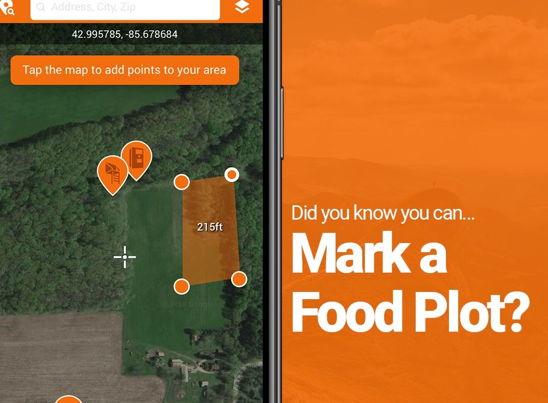 Graphic about marking a food plot before turkey hunting in the HuntWise app