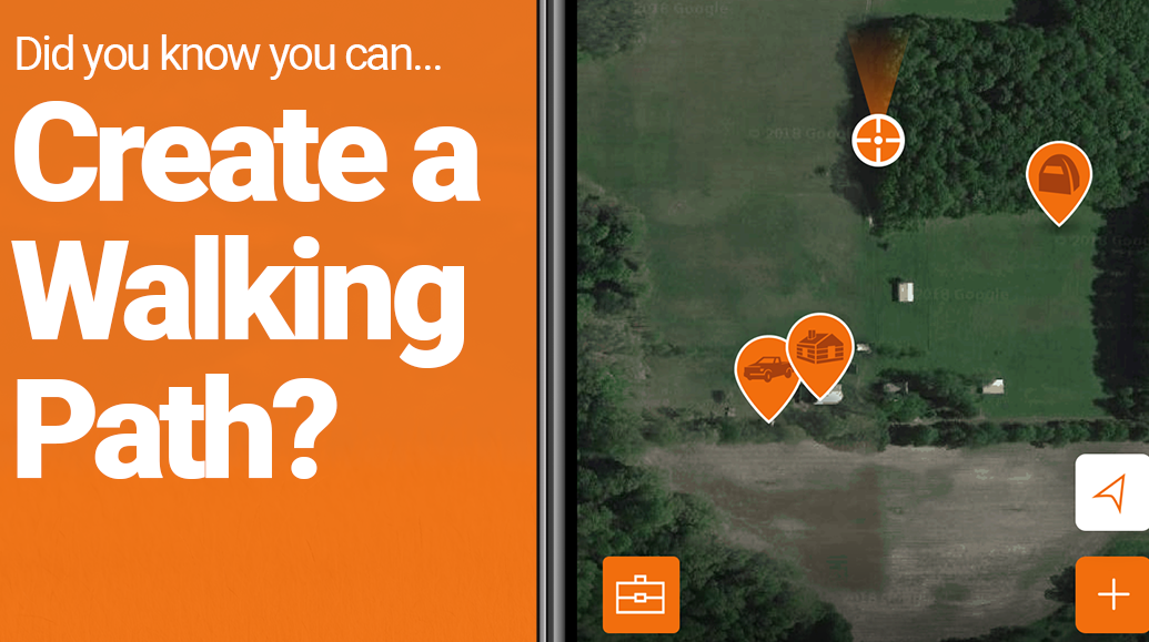 Close-up of HuntWise app screenshot to create a walking path to hunt coyotes. 
