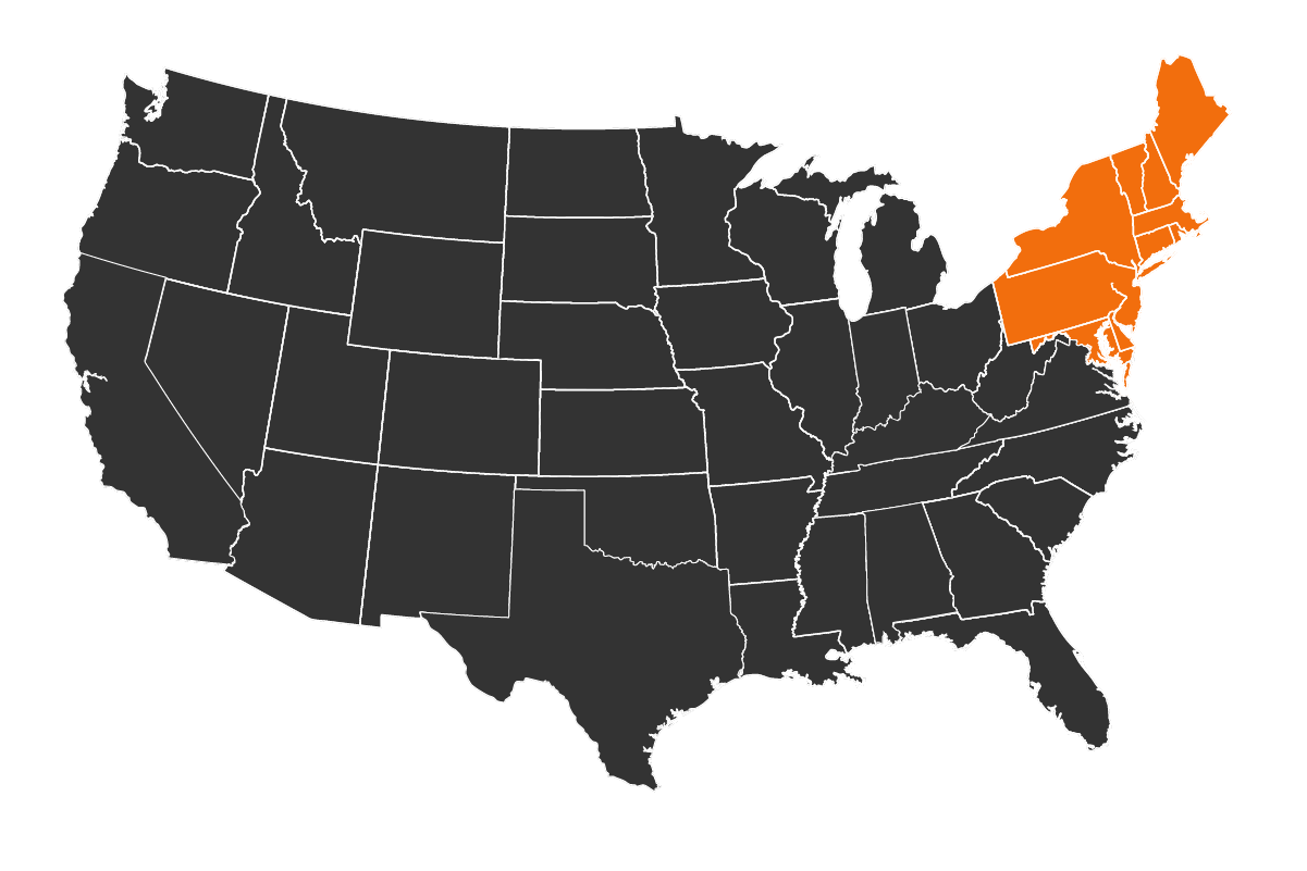 Map graphic of the Northeast Hunt Region for shed hunting. 