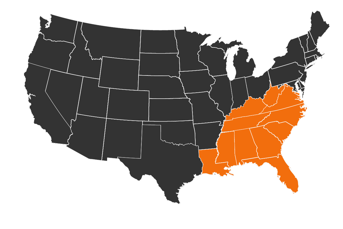 Map graphic of the Southeast Hunt Region for shed hunting.