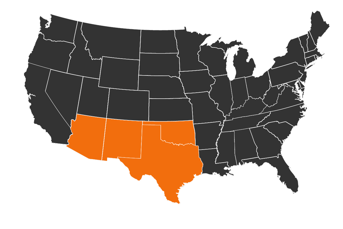 Map graphic of the Southwest Hunt Region for shed hunting. 