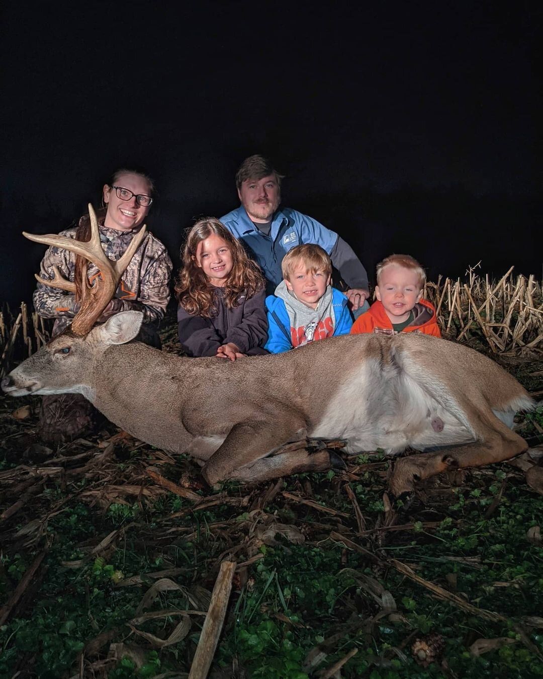 Family with deer